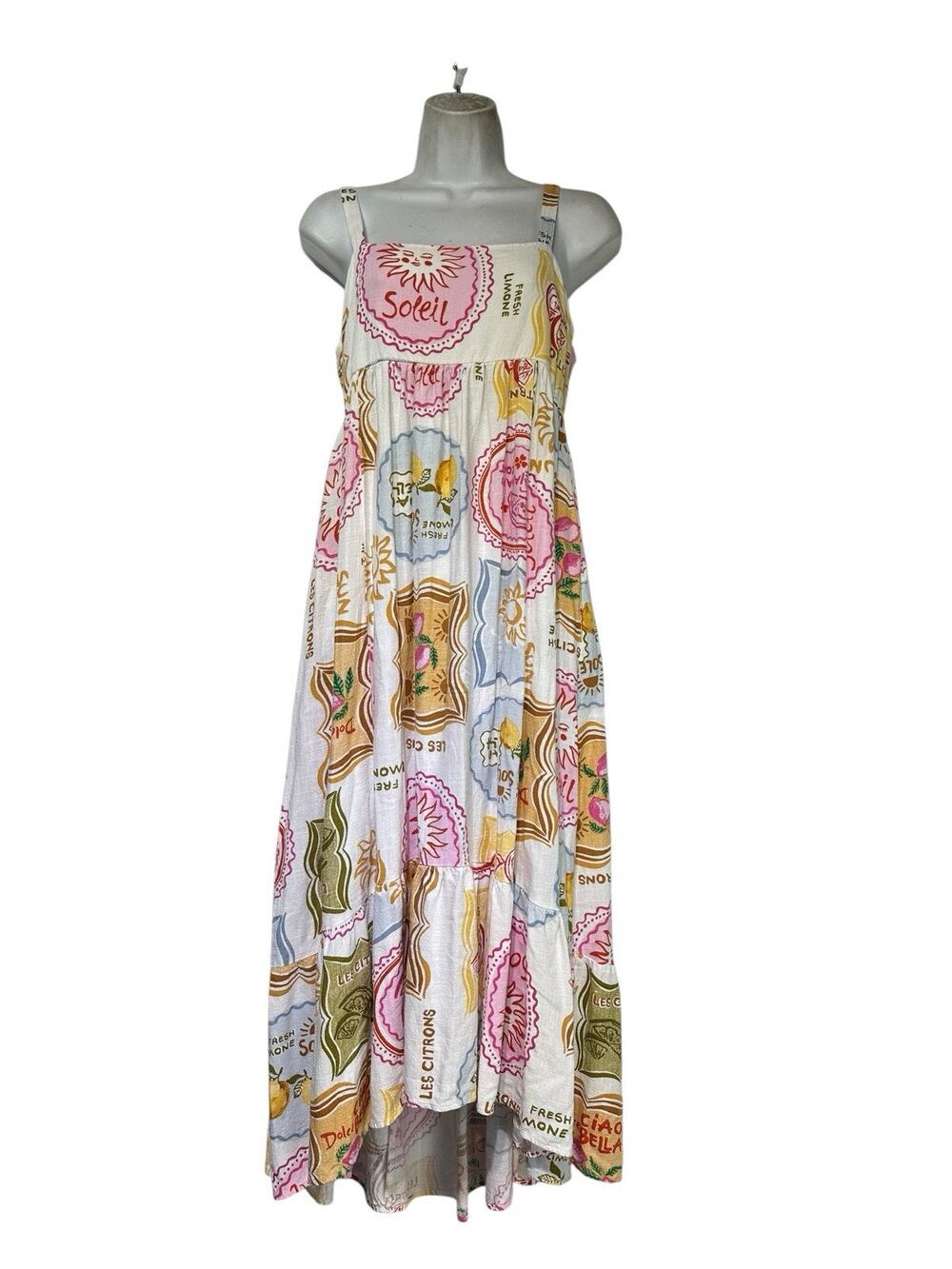 Paper Heart x Anthropologie Citron Amalfi Soleil Coastal Midi Dress Size M